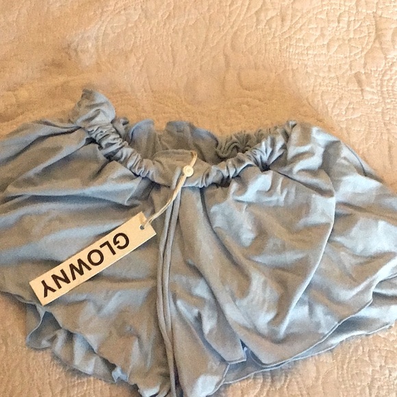 Light Blue Ruffle Hem Shorts - Picture 2 of 2